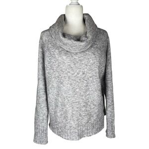 Anthropologie Slouchy Cowl Neck Grey/White Women’s Sweater Medium